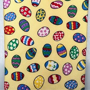 Alynn Neckwear Easter Eggs Silk Necktie Yellow Multicolor Novelty Made in USA